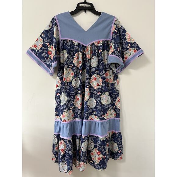 Unbranded Dresses & Skirts - Vintage Kaftan Boho Mumu Dress Patchwork Hippie 80's Womens Size Medium Floral‎